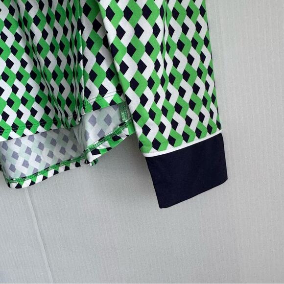 Kinona At the Pin chevron print golf top green  blue collared long sleeve large - Picture 5 of 8